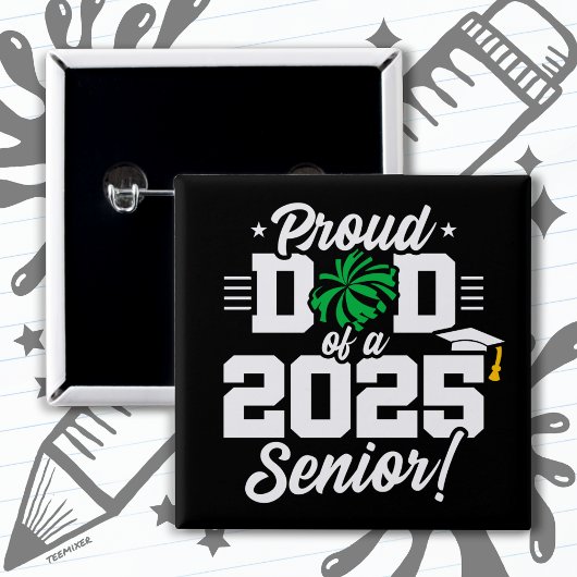 Trots Pap Cheerleader Class van 2025 Cheer Senior Vierkante Button 5,1 Cm