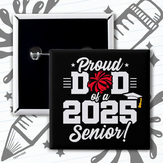 Trots Pap Cheerleader Class van 2025 Cheer Senior Vierkante Button 5,1 Cm