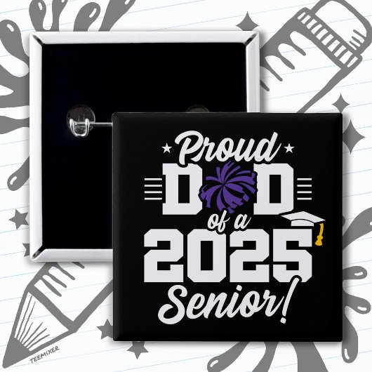 Trots Pap Cheerleader Class van 2025 Cheer Senior Vierkante Button 5,1 Cm