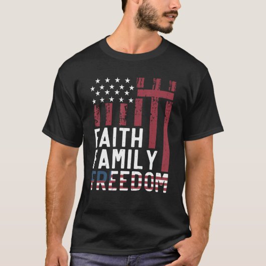 Trots patriottisch Christelijk 4 juli geloofsfamil T-shirt (Voorkant)
