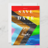 Trots Pride Vlag Typografie Huwelijk Save the Date (Voorkant)
