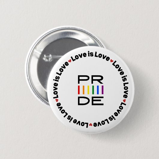 Trots Regenboog Tekst met Liefde is Liefde Ronde Button 5,7 Cm (Voorkant /achterkant)