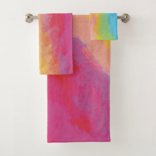 trots regenboog wolken patroon bad handdoek