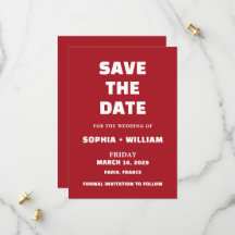Trots Rode Typografie Huwelijk Save the Date Kaar