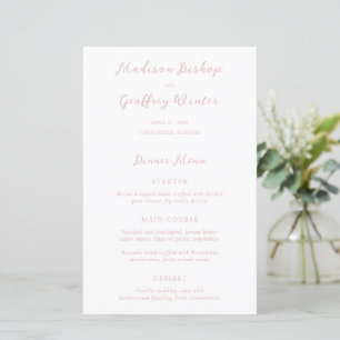 Trots Schrift Roze Elegant Trouwmenu