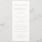 Trots Schrift Roze Elegante Trouw Menu (Voorkant)
