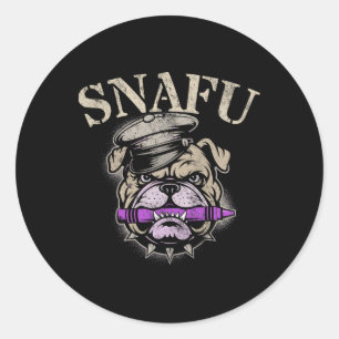 Trots Snafu Ik Eet Potloden Corp Team Militaire Ja Ronde Sticker