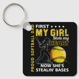 Trots softbal vader eerst mijn meisje stal mijn ha sleutelhanger