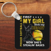 Trots softbal vader eerst mijn meisje stal mijn ha sleutelhanger (Voorkant)