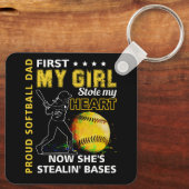 Trots softbal vader eerst mijn meisje stal mijn ha sleutelhanger (Achterkant)