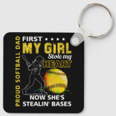 Trots softbal vader eerst mijn meisje stal mijn ha sleutelhanger (Achterkant)