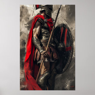 Trots Spartan Warrior Poster met Gedetailleerde He