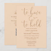 Trots Te Bezitten QR-code Zachte Perzik Kleur Huwe Kaart (Voorkant / Achterkant)