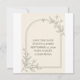 Trots Type Olijf Botanische Save the Date Kaart