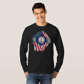 Trots USA Home Land Patriottisch Home State Vlag V T-shirt (Voorkant volledig)