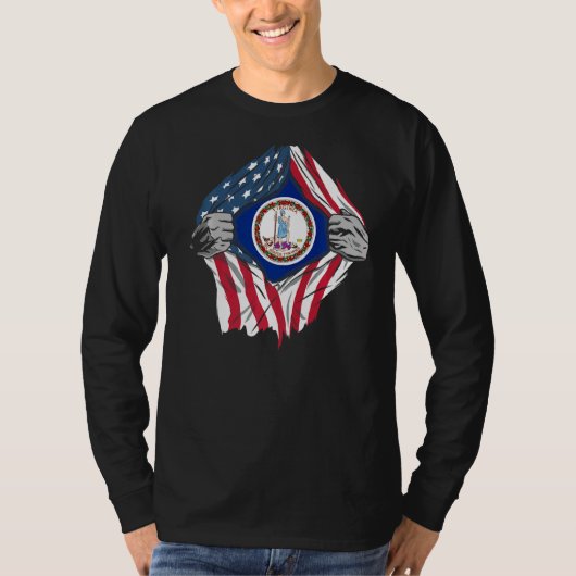 Trots USA Home Land Patriottisch Home State Vlag V T-shirt (Voorkant)
