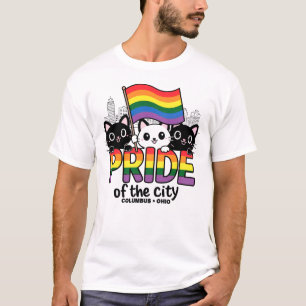 Trots van Columbus City Ohio USA Rainbow Flag T-shirt