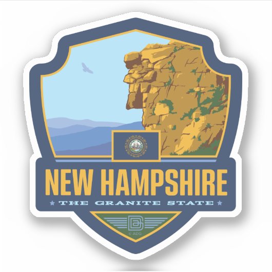 trots van de staat | New Hampshire Sticker (Voorkant)