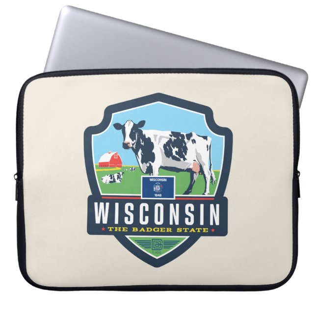 trots van de staat | Wisconsin 2 Laptop Sleeve (Voorkant)