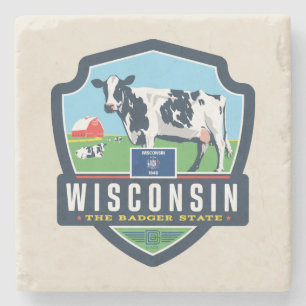 trots van de staat   Wisconsin 2 Stenen Onderzetter