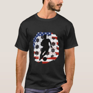 Trots Voetballer American Flag Voetbal 4e van Ju T-shirt