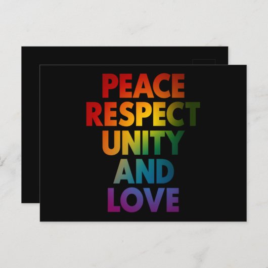 Trots Vrede Respecteer Eenheid en Liefde Briefkaart (Voorkant / Achterkant)