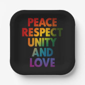 Trots Vrede Respecteer Eenheid en Liefde Papieren Bordje (Voorkant)