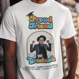 Trots Vriend van de afstuderen foto groovy retro T-shirt