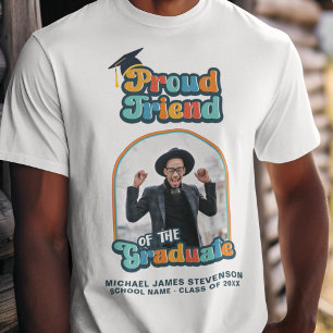Trots Vriend van de afstuderen foto groovy retro T-shirt