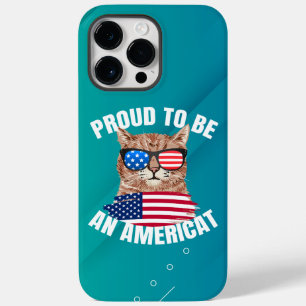 Trots zijn Amerikaanse kat USA vlag gelukkig vierd Case-Mate iPhone 14 Pro Max Hoesje