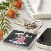 Trots zijn Amerikaanse kat USA vlag gelukkig vierd Sleutelhanger (Voorkant Rechts)