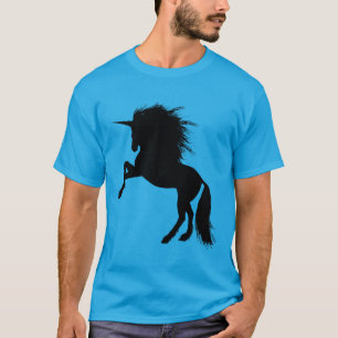 Trots zwart eenhoorn silhouet fantasie dier t-shirt