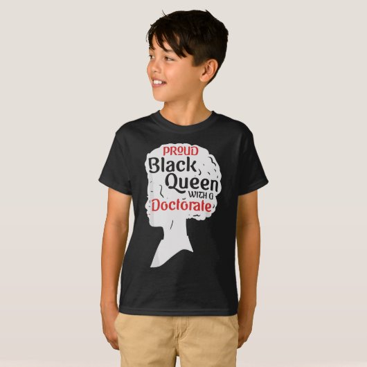 Trots Zwart Queen PhD Afstuderen Gift Afro Doctor T-shirt (Voorkant volledig)