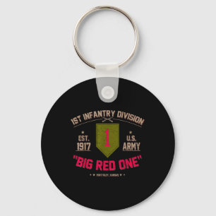 Trotse 1e Infanterie Divisie US Veteraan Big 1 Red Sleutelhanger