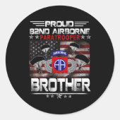 Trotse 82e Airborne Parachutist Broer Amerikaanse  Ronde Sticker (Voorkant)