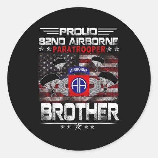 Trotse 82e Airborne Parachutist Broer Amerikaanse  Ronde Sticker (Voorkant)