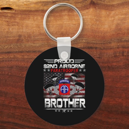Trotse 82e Airborne Parachutist Broer Amerikaanse  Sleutelhanger (Voorkant)