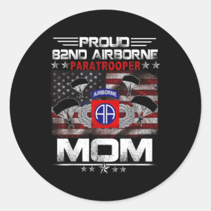 Trotse 82e Airborne Parachutist Mom US Vlag - Vete Ronde Sticker