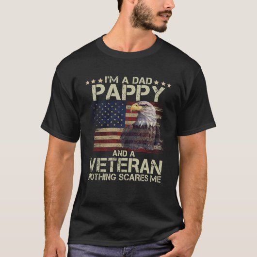 Trotse adelaar Ik ben papa Pappy en veteraan Ameri T-shirt (Voorkant)