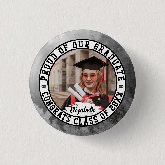 Trotse afgestudeerde Modieuze afstudeerfoto Cute Ronde Button 3,2 Cm (Voorkant)