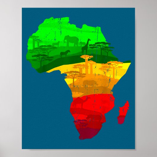Trotse Afrika kaart groen geel rood Afrikaanse tro Poster (Voorkant)