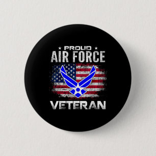 Trotse Air Force veteraan met Amerikaanse vlag cad Ronde Button 5,7 Cm