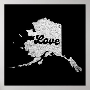 trotse Alask State love Map Outline Rocky Map AK Poster