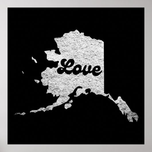 trotse Alask State love Map Outline Rocky Map AK Poster (Voorkant)