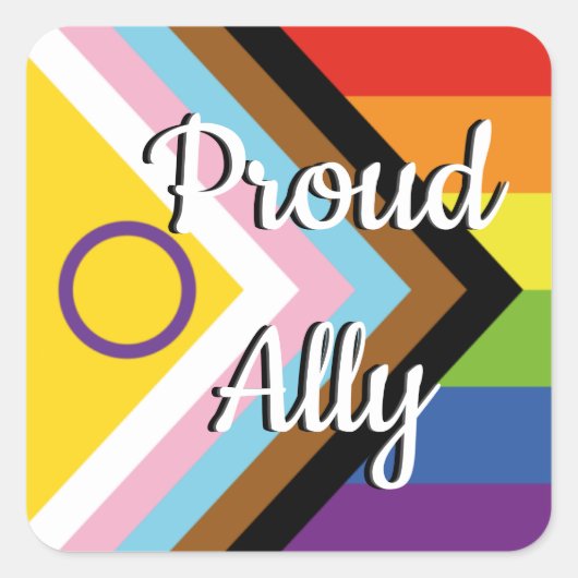 Trotse Ally | Intersex Inclusive Pride Flag Vierkante Sticker (Voorkant)