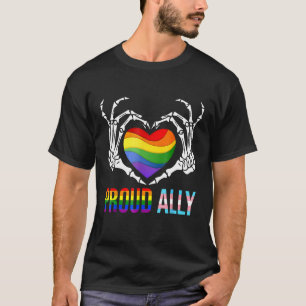 Trotse Ally LGBT Transgender Vlag Skelet Hart Ga T-shirt