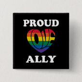 Trotse Ally LGBTQ Pride Vierkante Button 5,1 Cm (Voorkant)