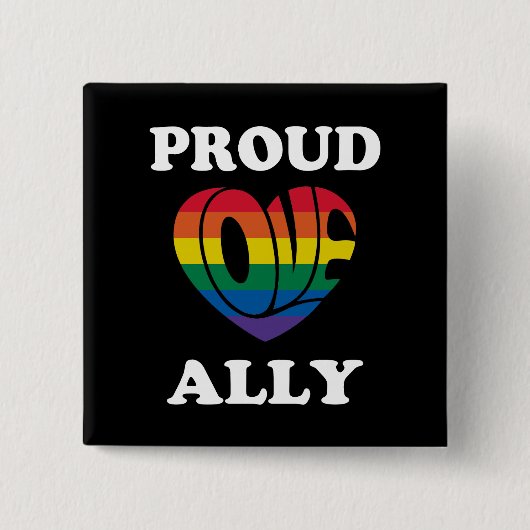 Trotse Ally LGBTQ Pride Vierkante Button 5,1 Cm (Voorkant)