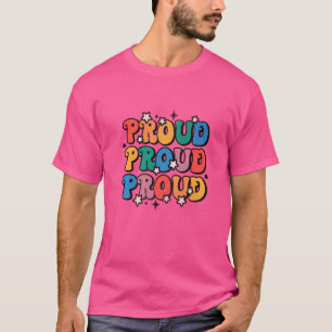 Trotse Ally Pride LGBT Groovy Transgender Vlag Gay T-shirt