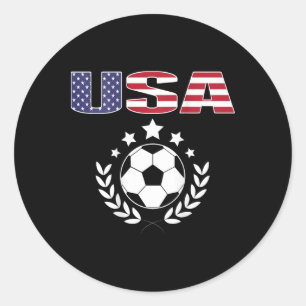 Trotse Amerika Voetbalfans T-shirt - Usa Vlag Voet Ronde Sticker